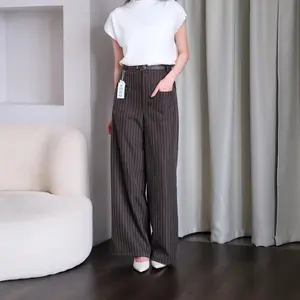 Elora Pants - Loose Pants Stripe Trouser Wanita - Celana Garis Kulot Casual Formal