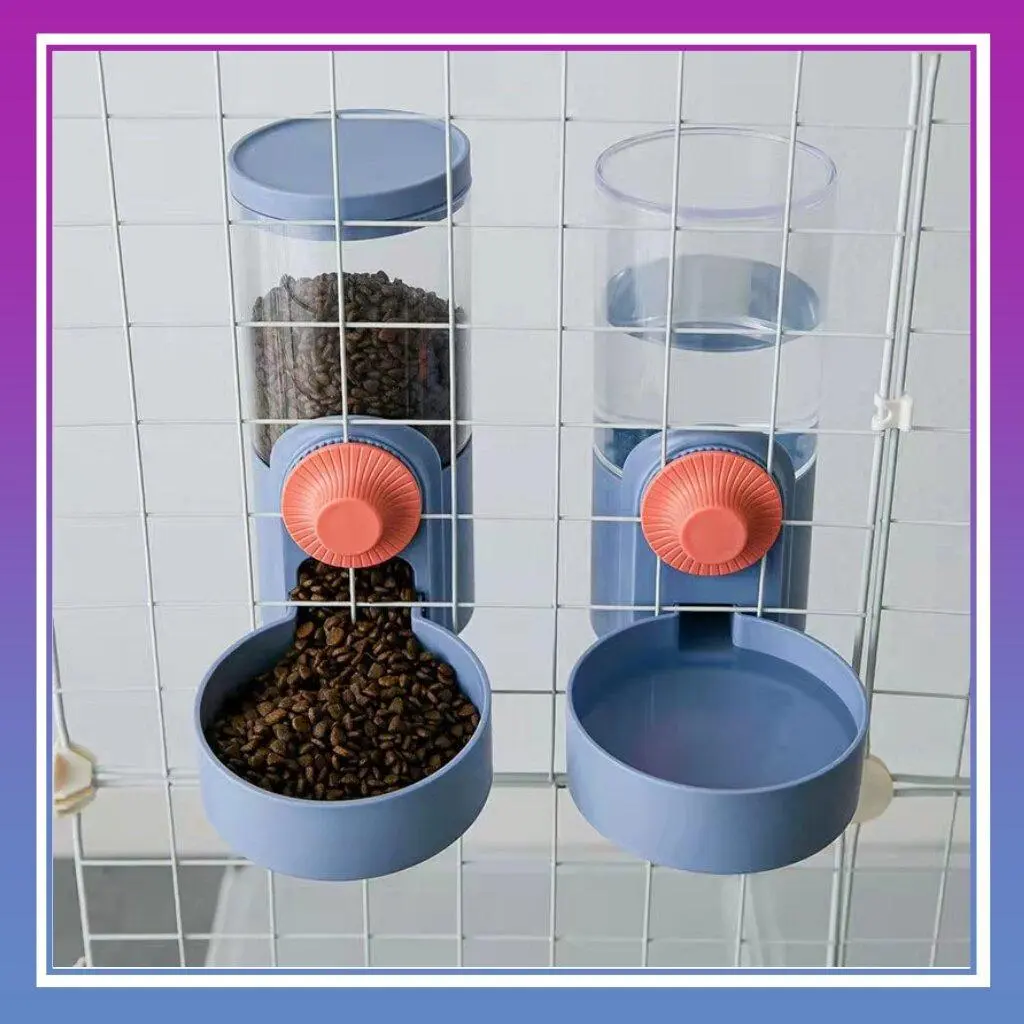 Large Pets Cage Hanging Bowl for Cats Dogs Automatic Water Food Dispenser for Pets