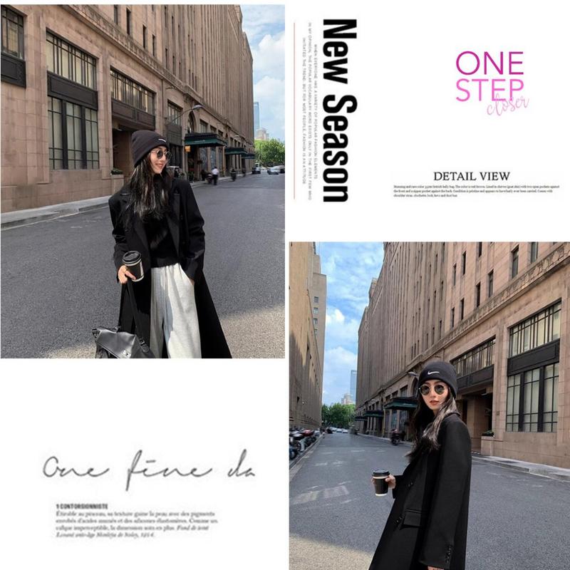 Long Coat Blazer Outer Outfit Musim Semi Korean Style (S2-014-Y22) Casual Jaket Panjang Basic Coklat 9