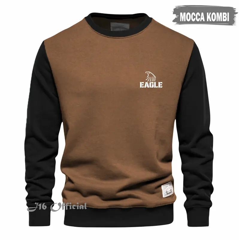 CREWNECK KOMBINASI SWEATER Oblong Pria Wanita Fleece Tebal Lembut 1