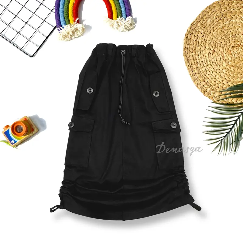 ROK CARGO ANAK PEREMPUAN KEKINIAN / ROK CARGO KATUN SERUT ANAK 1-12 TAHUN / ROK PANJANG ANAK PEREMPUAN IMPORT 2