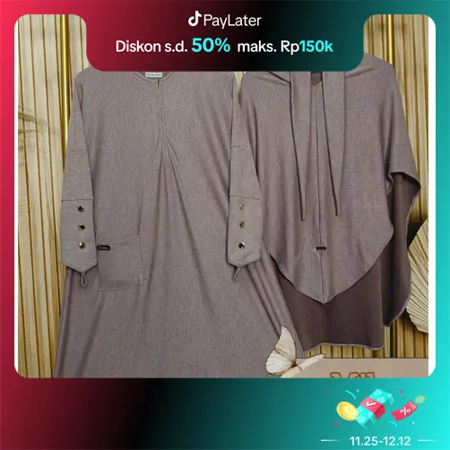 (CRS) SET ABAYA KHIMAR ALMAKHIRA Gamis Muslim Tangan Wanita