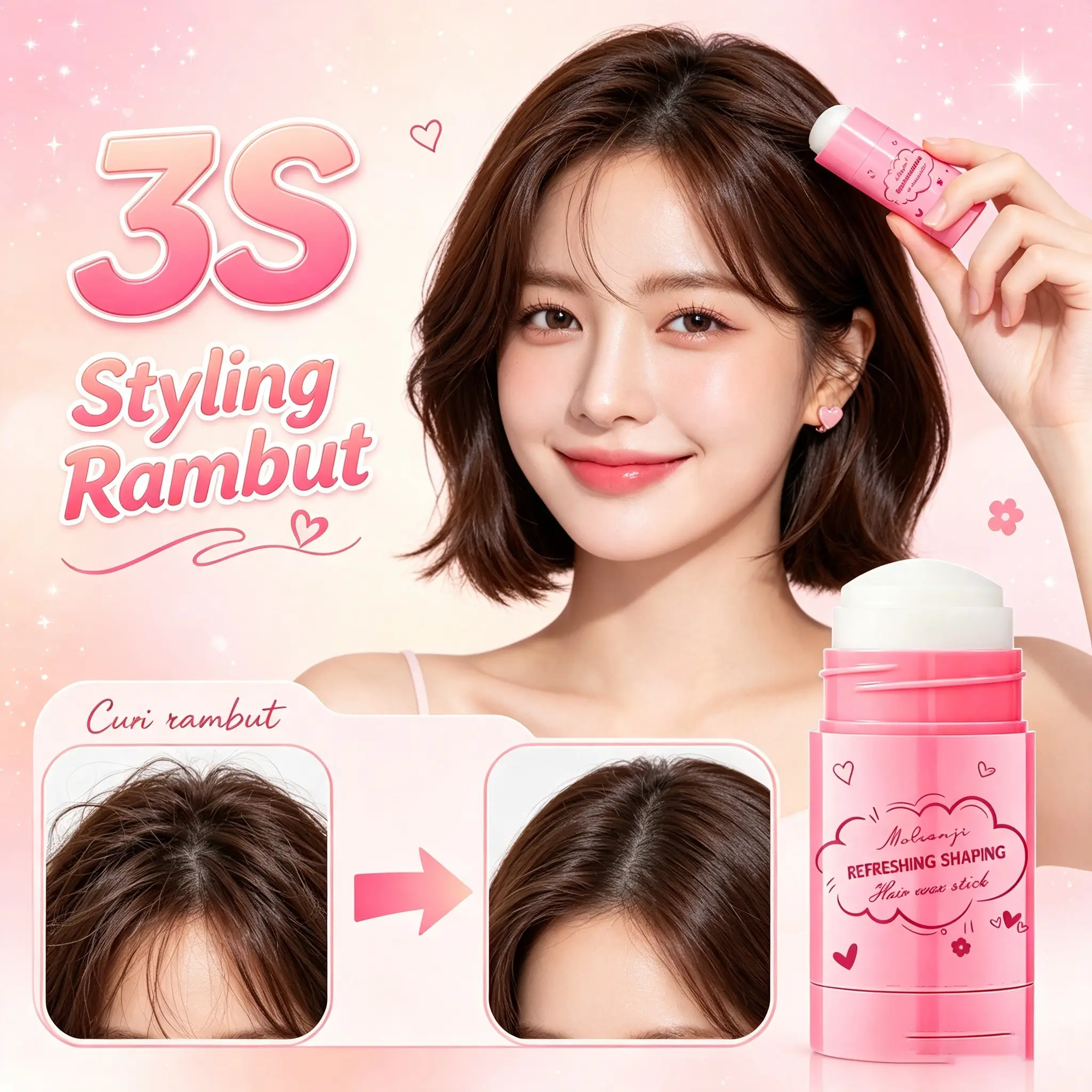 Hair Wax Stick Tahan Lama Tidak Lengket Mudah Dipakai Awet Seharian Rambut Rapi Hair Wax Stick Rambut Anak Fragmentary Hair Fixing Stick Lilin Styling Rambut Anak Balm Cocok Untuk Anak hingga Dewasa Segala jenis Rambut Merapikan