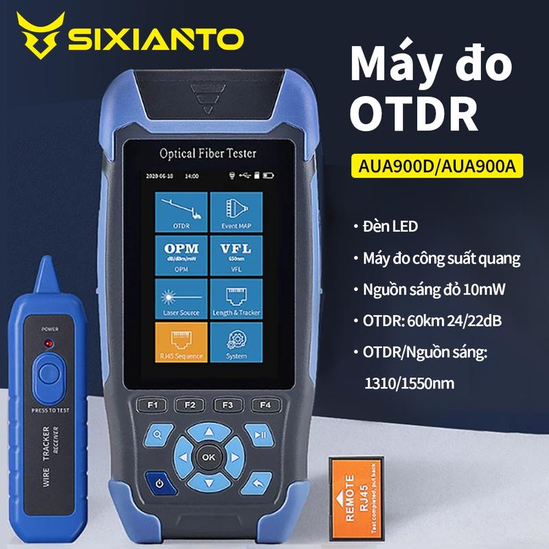 SIXIANTO AUA900D Máy Đo OTDR 60KM 24/22dB 1310/1550nm Máy Test Cáp Quang Tích Hợp OPM VFL Đo Công Suất Quang Đèn LED Nguồn Sáng Đỏ 10mW