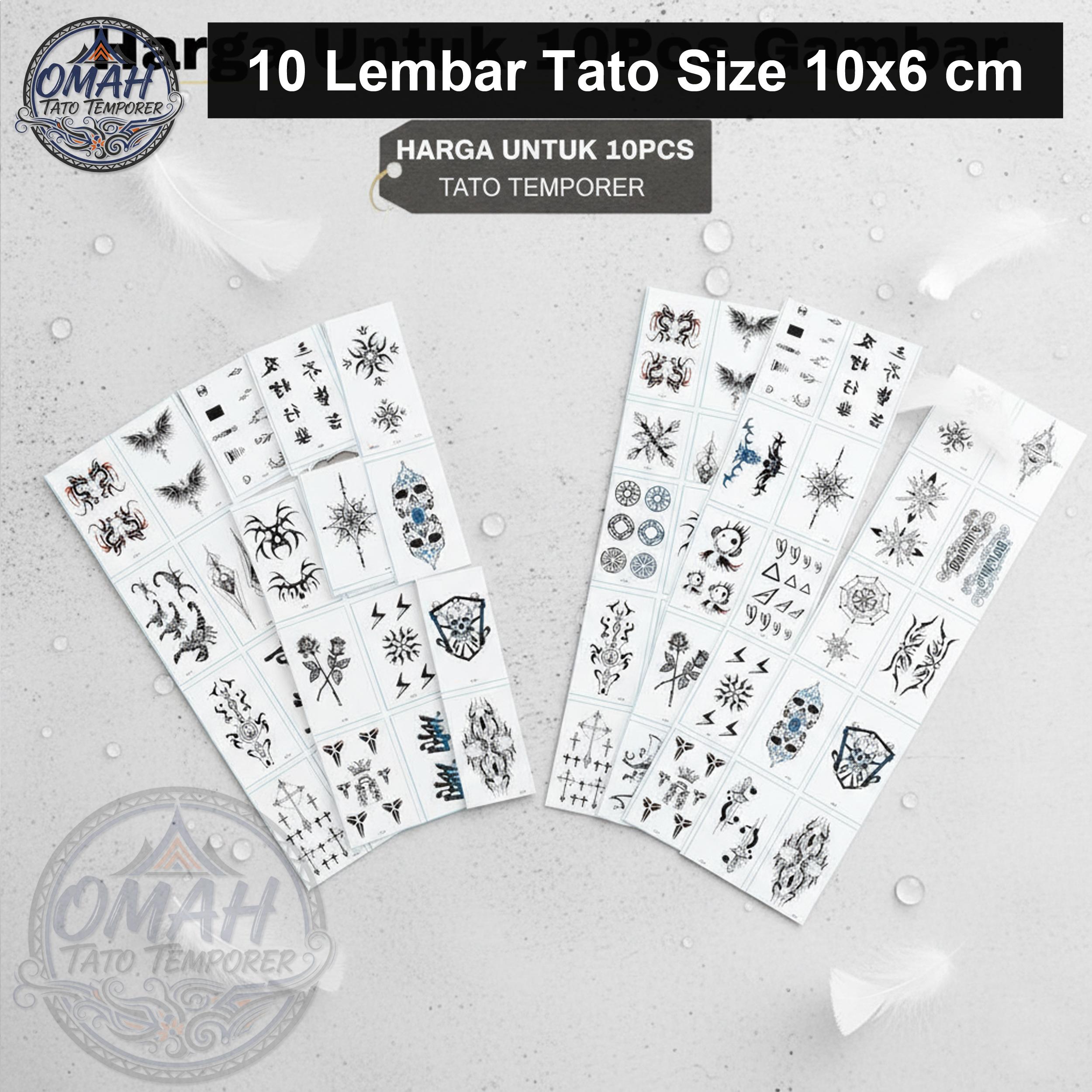 10 Pcs Tato Stiker Temporer Temporary Anti Air Serie V Motif Random Aesthetic Dada Lengan