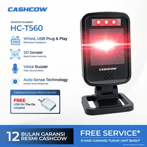 CASHCOW HCT560 – Desktop Scanner 2D/1D Omni, Auto-Sensing USB, Plug n Play,  Baca Layar HP POS/Kasir
