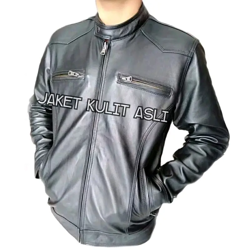 Jaket Pria Asli Kulit Domba Garut Super Elegant Keren Casual Coklat Hitam 1