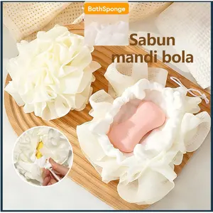 Bath Ball Shower Puff​​ Multifungsi Mandi​​ Kain Jaring ​​Dengan Kantung Sabun/ Sarung Sabun Batang