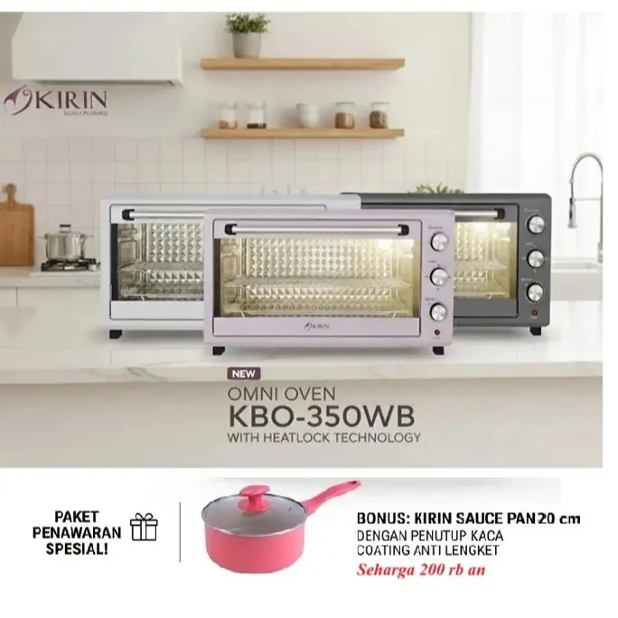 Oven Listrik Kirin 35 Liter KBO - 350WB / Pemanggang Makanan Kirin Oven KBO350 KBO 350