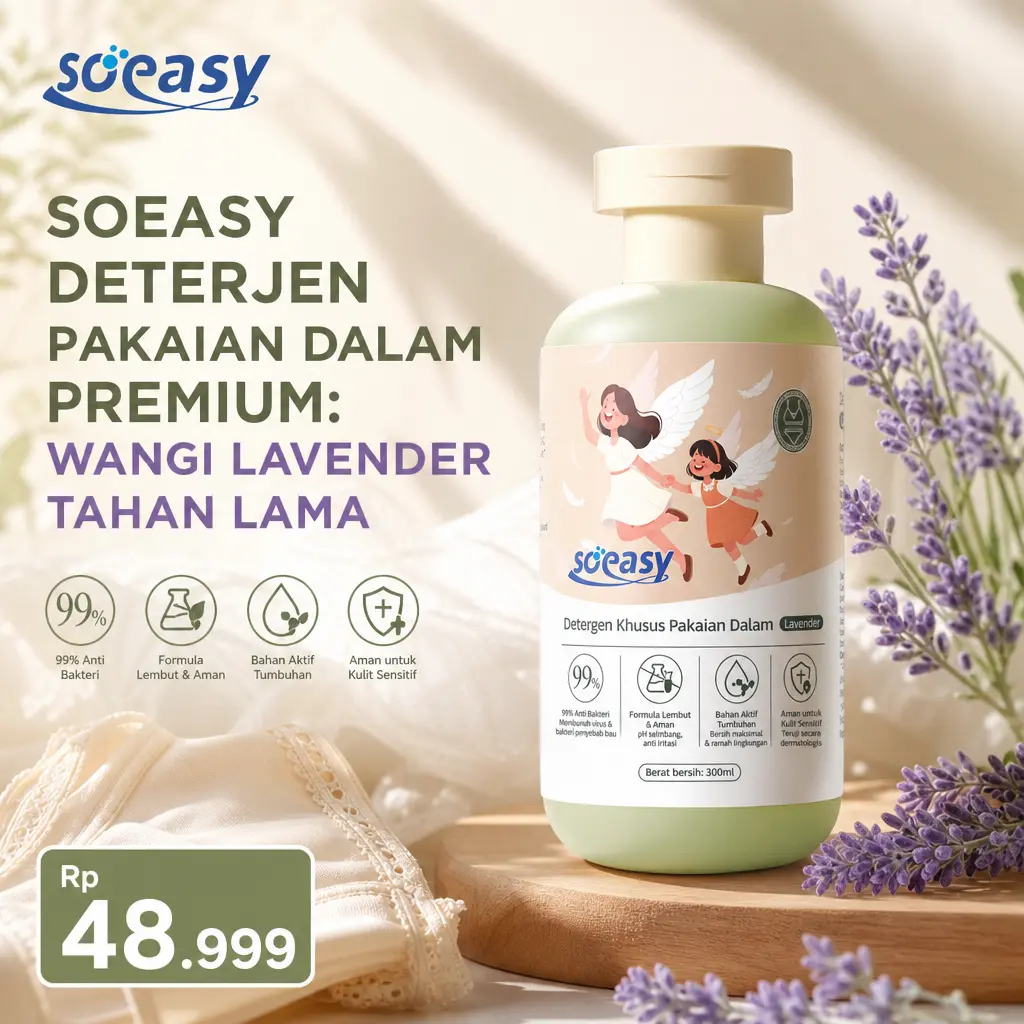 Pembersih Pakaian Dalam Soeasy 300ml Wangi Lavender Tahan Lama Sabun Cuci Celana Dalam