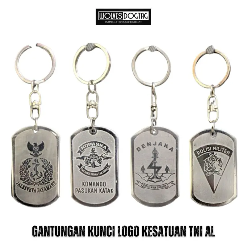 Gantungan kunci kesatuan TNI / aksesoris TNI / gantungan kunci monel anti karat / gantungan kunci TNI / gantungan TNI / gantungan kunci tni ad / kopassus / marinir / tni al / tni au Pengait Souvenir Hadiah Liontin Besi Baju Rantai 5