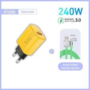 Kabel Data Rotasi MICRO dengan Kepala Charger Pro 240W Fast Charging Panjang 1 Meter/2 Meter untuk Samsung, Huawei, Realme, dan Xiaomi