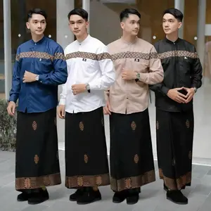 SETELAN SARKO Sarung Dan Koko Lengan Panjang Motif Kobata dan Sarung Sarwon Baju Muslim Pria Terbaru