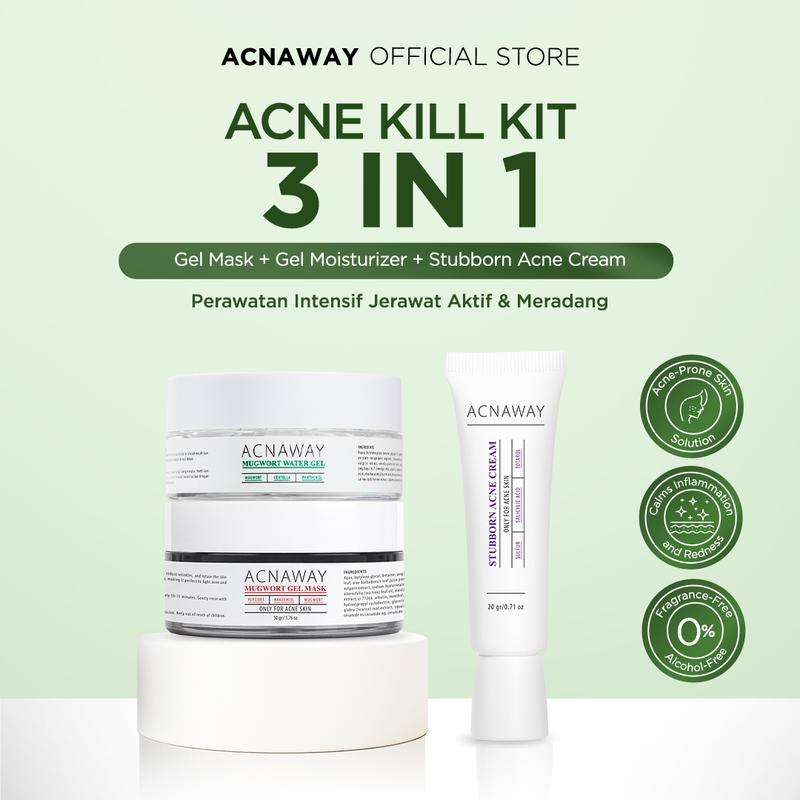 ACNAWAY Bundle Acne Kill Kit 3 in 1 - Mugwort Moisturizer + Mugwort Gel Mask + Stubborn Cream 0