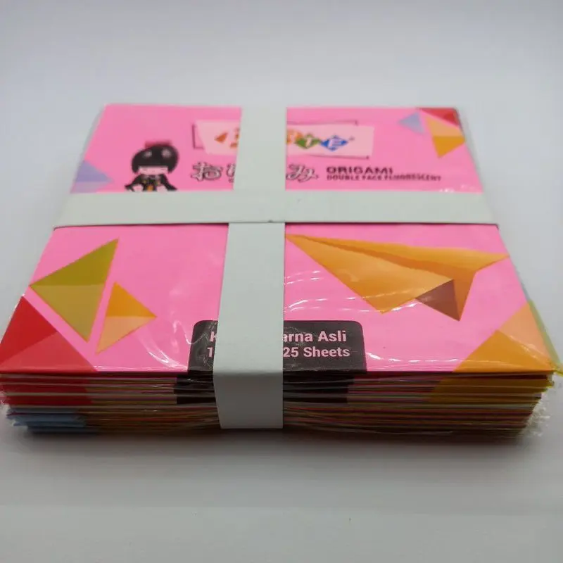 10 Pack ORIGAMI Forte double face flourescent/kertas Lipat Bolak Balik Warna Sama/Kertas Kerajinan Tangan/Kertas Origami 5