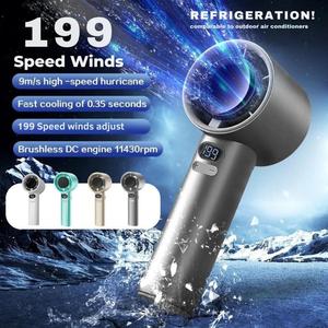【199 Speed】Cooling Handheld Fan With LED Display Strong Wind Rechargeable Cooling Fan Portable Bladeless Fan Mini Fan Kipas Kecil