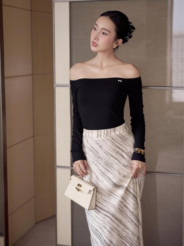 Áo thun tay dài trễ vai COCOBEBE MIU TOP