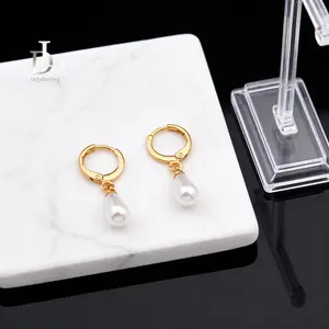 DL Anting Jurai Mutiara titanium wanita emas perak anti karat dewasa Aksesories Gaya tetesan air