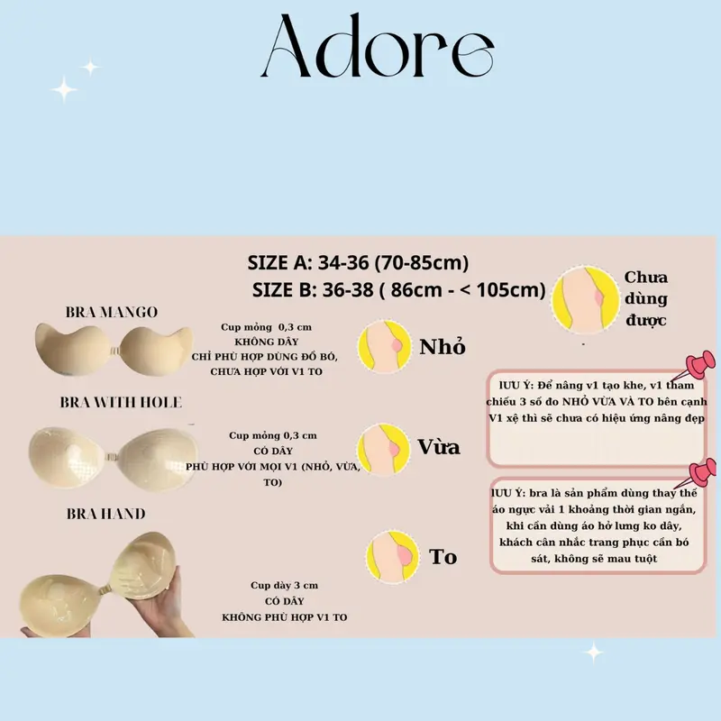 [ADORE] Combo 2 Áo Bra Hand Tặng Dây Trong Suốt Nâng Ngực Hình Bàn Tay Tặng Dây Trong Phù Hợp Trang Phục Trễ Vai, Cúp Ngực Nâng Tự Nhiên miếng dán cup 3