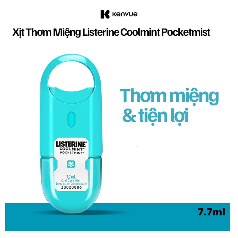 [Combo 2 Xịt Thơm Miệng Listerine Coolmint Pocketmist 7.7ml 0