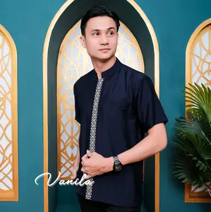 Baju Koko Bordir Lebaran Polo Linen Premium untuk Pria Dewasa
