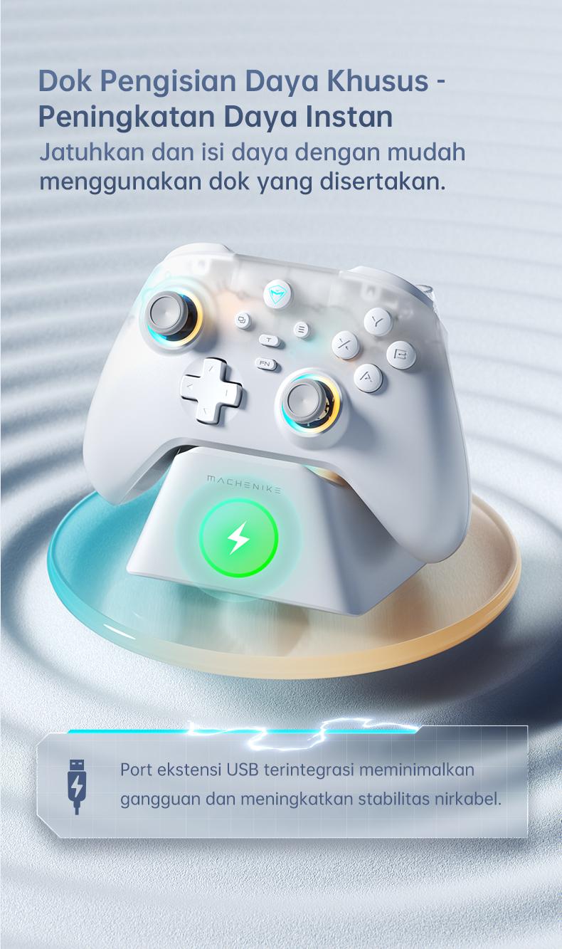 Machenike G3 V2 Wireless Gaming Controller With Dock Pengisian Tri-Mode Bluetooth Baterai 1000mAh Hall Effect Trigger Joystick Gamepad untuk Switch Steam PC