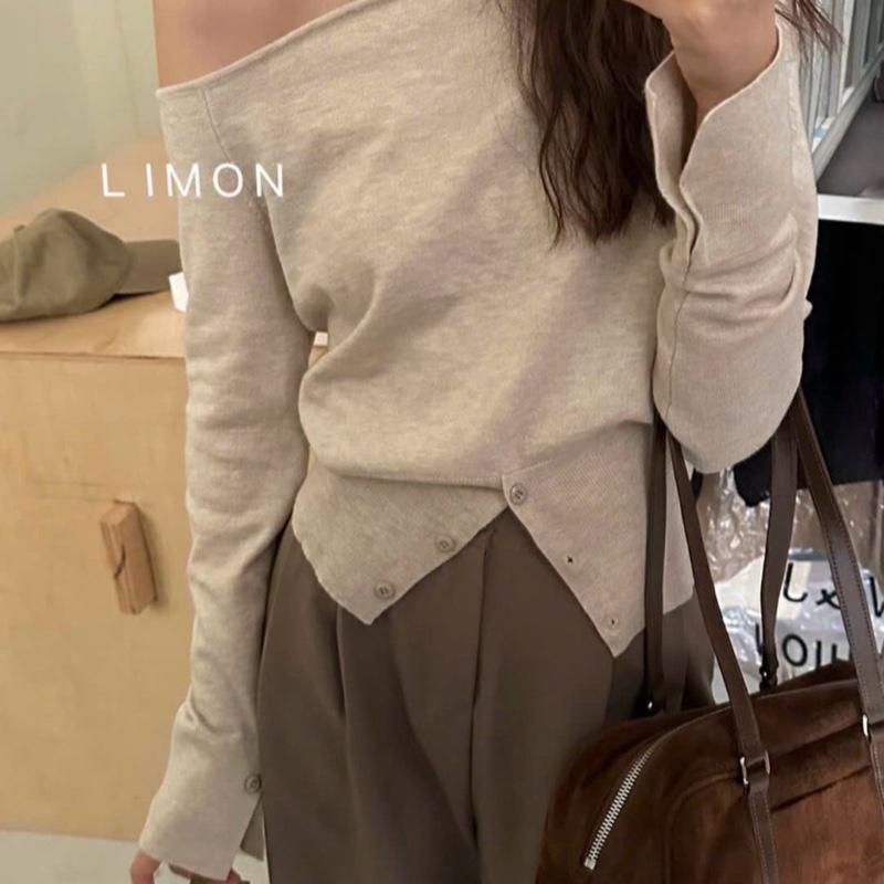 Áo cổ thuyền lệch trễ vai tăm thỏ mặc nhiều kiểu thu đông Samhyewear