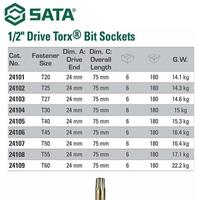 Gambar BIT SOK BINTANG 24103 - 1/2” DR. BIT TORX T27 SOCKET 50MM SATA dari SATA OS Kota Administrasi Jakarta Utara 2 Tokopedia
