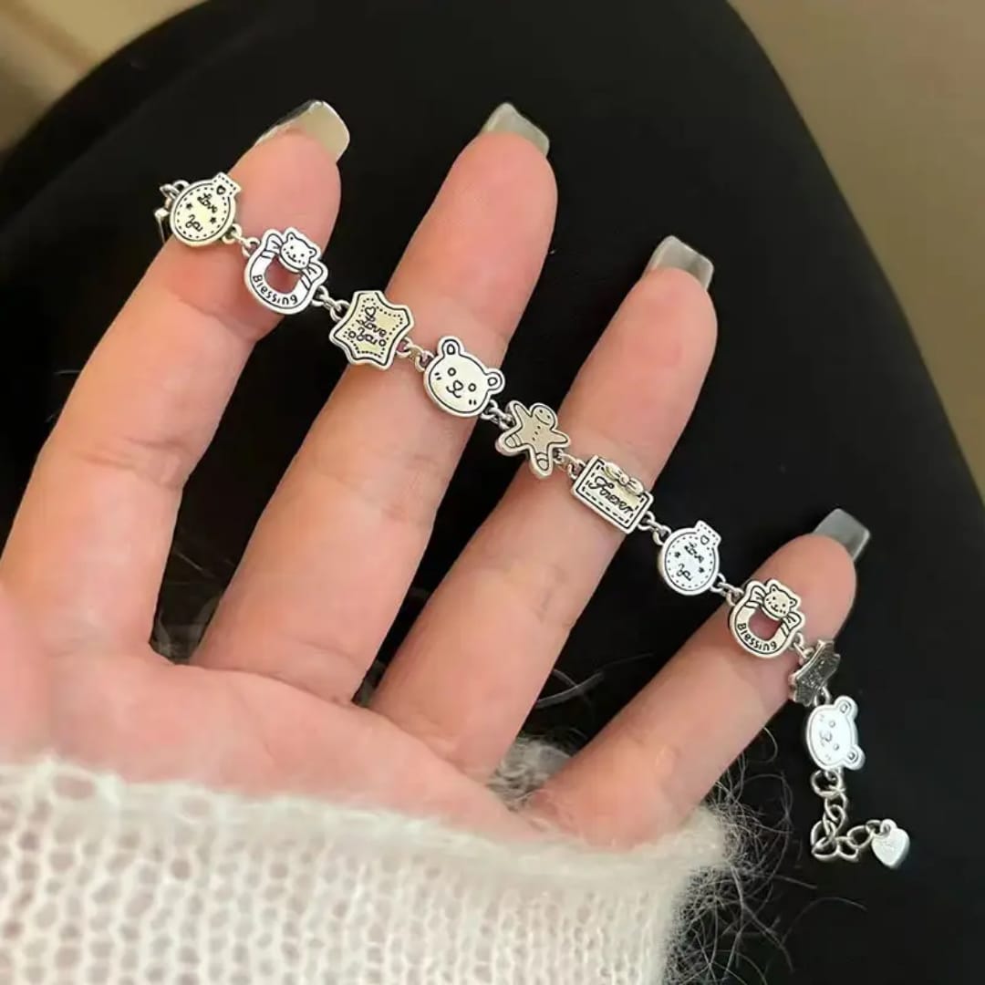 SC - Gelang Tangan Retro Dengan Charm Karakter Lucu Gelang Tangan Gaya Retro