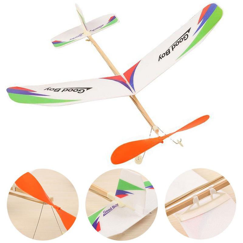 Product Introduction of 1pc Science Experiment Educational Toys for Students Hand Throw Flying Glider Foam Plane Aircraft Toy Rubber Bands Power , 14