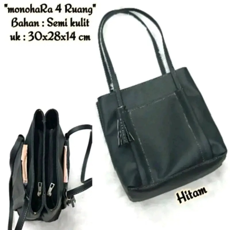 Tote Bag Wanita Simple Lily Bahan Kulit Sintetis Resleting - Cewek - Totebag Kantong 1