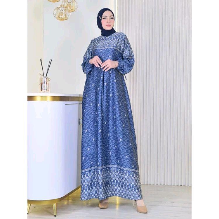 Gamis Silk Premium Pakaian muslimah Motif Terbaru Dress Silky Fashion Muslim Wanita baju syar'i mewah syari style Dewasa Remaja 0