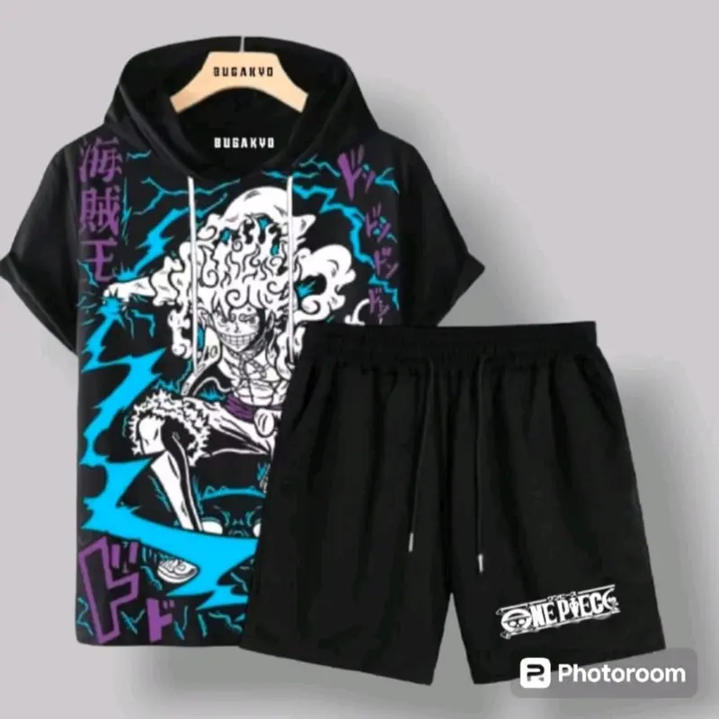 Setelan anime one piece GEAR 5 fashion pria dan wanita Hoodie Celana Motif 0