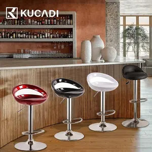 HANRIVER & KUCADI Kursi Bar Mini Baja Tahan Karat Kursi Barstool Hidrolik Bulat Kursi Cafe Kursi Kitchenset Dudukan Lapis Kulit Sintetis [ Garansi 5 Tahun ]
