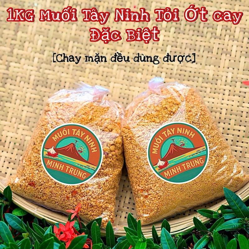 1KG Muối Tây Ninh Tỏi Ớt cay - loại Đặc Biệt  2 Túi Chay Mặn đều dùng được @@ 040 