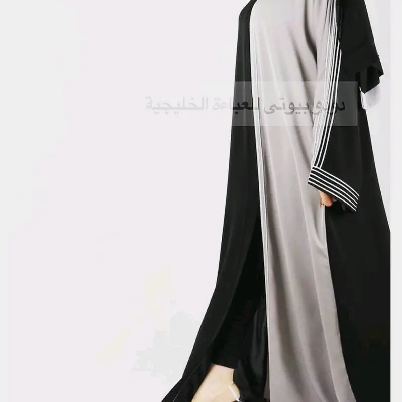 Abaya Outer Farwa gamis jetblack hitam kombinasi abu list putih dan hitam dress cantik Muslim 6