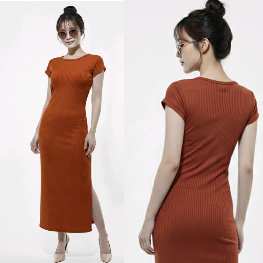 Dress Casual Wanita Slim Fit Pressbody Lengan Pendek Belah Samping Lime Dress Casual Wanita Slim Fit Pressbody Lengan Pendek Belah Samping Lime