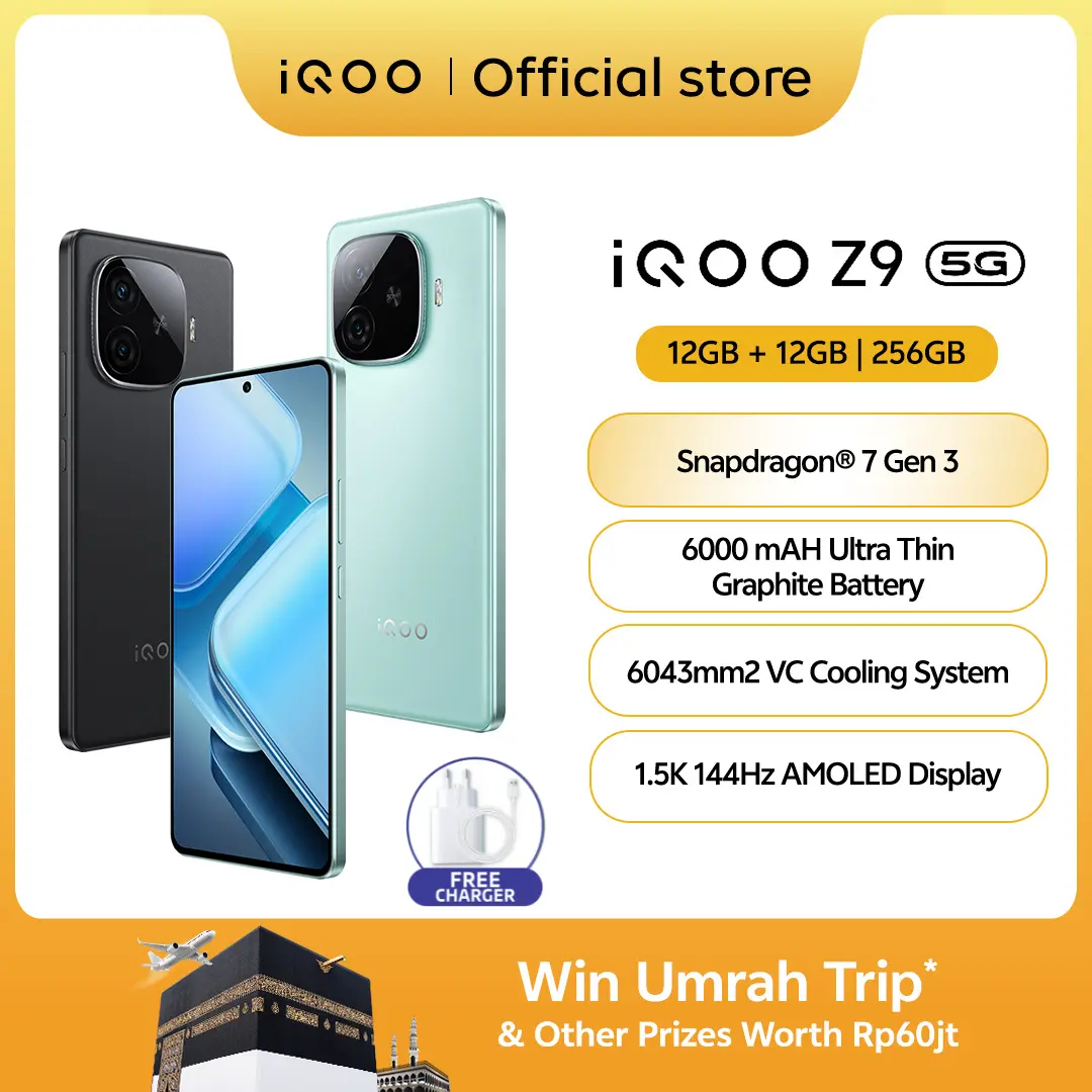 iQOO Z9 5G (12/256) Snapdragon 7 Gen 3, 6000 mAH, 144Hz AMOLED (4500 nits), Sony IMX882