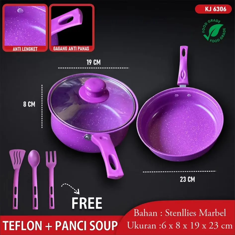 Sakura Panci Set Bayi 2pcs Granit Wajan Keramik Food Grade Aman Untuk Mpasi Balita Kukusan Cookware