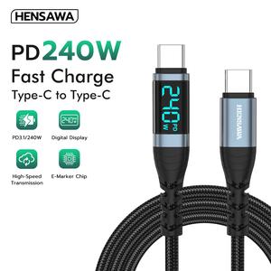 HENSAWA US3109 สายเคเบิล Type-c to Type-C PD240W ชาร์จเร็ว พร้อมชิป E-Marker Cable ถ่ายโอนข้อมูลไว 480Mbps USB-C