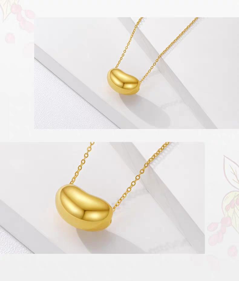 Product Introduction of 【Chow Tai Seng】18K Au750 Gold Bean Beads Minimalist Daily Fashion Jewelry Necklace 7