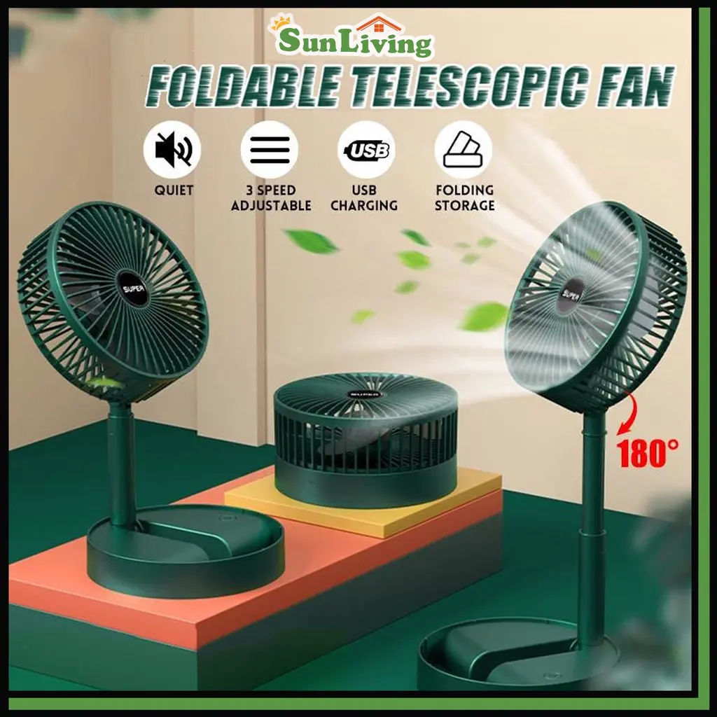Mini Desk Fan USB Rechargeable Portable Table Fan Foldable Storage Removable Front Cover 3-Speed Mobile Charging Protection