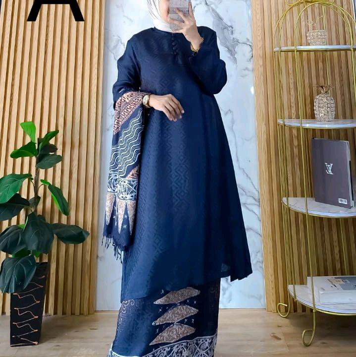 One Set Batik Bundo Kanduang| Batik Sutra Doby| Set Selendan Tenun 5