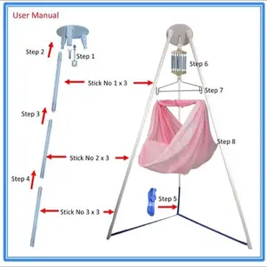 Tiang ayunan + hanger saja sangat kokoh sampai anak 50kg tanpa mesin, per dan kain