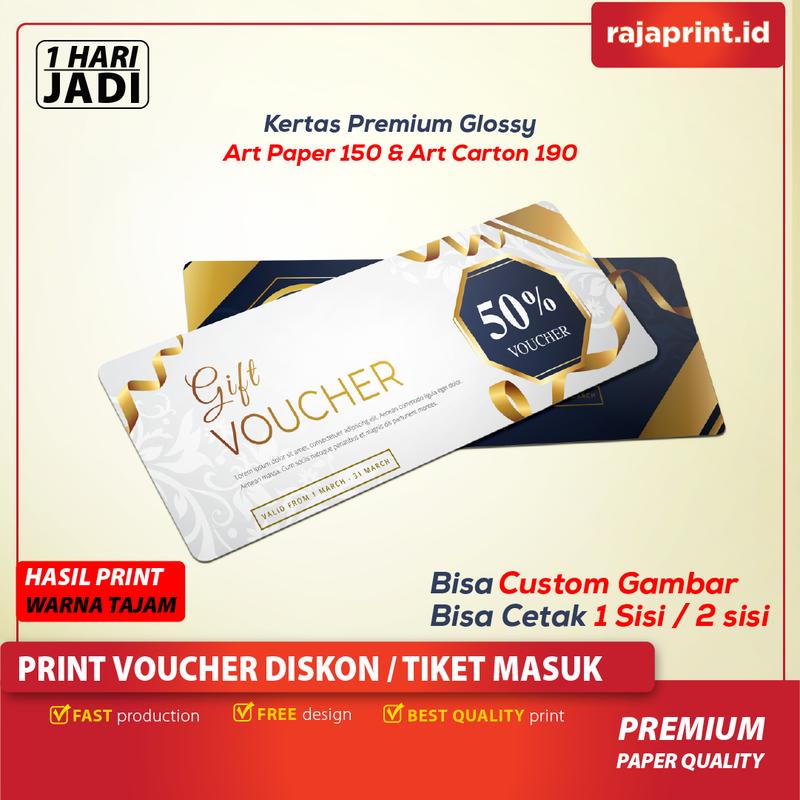 Cetak Voucher Ukuran Custom 14 x 6 Cetak Voucher Kupon Makanan Custom - Tanpa Cacah - cetak 1 sisi Cards 1