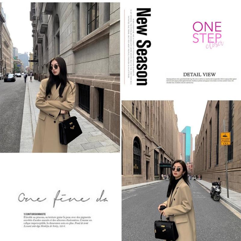Long Coat Blazer Outer Outfit Musim Semi Korean Style (S2-014-Y22) Casual Jaket Panjang Basic Coklat 8