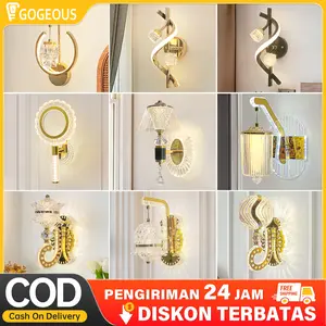 GOGEOUS Lampu Dinding Outdoor Kristal Modern Hias minimalis Ruang Tamu estetik aesthetic gantung termasuk saklar cerdas pencahayaan indoor Kamar Putih LED