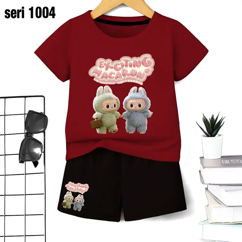 hoki Setelan Premium Stelan  Anak Cewek Cowok Oneset Unisex Set Anak kekekinian Baju Celana Fashion 4