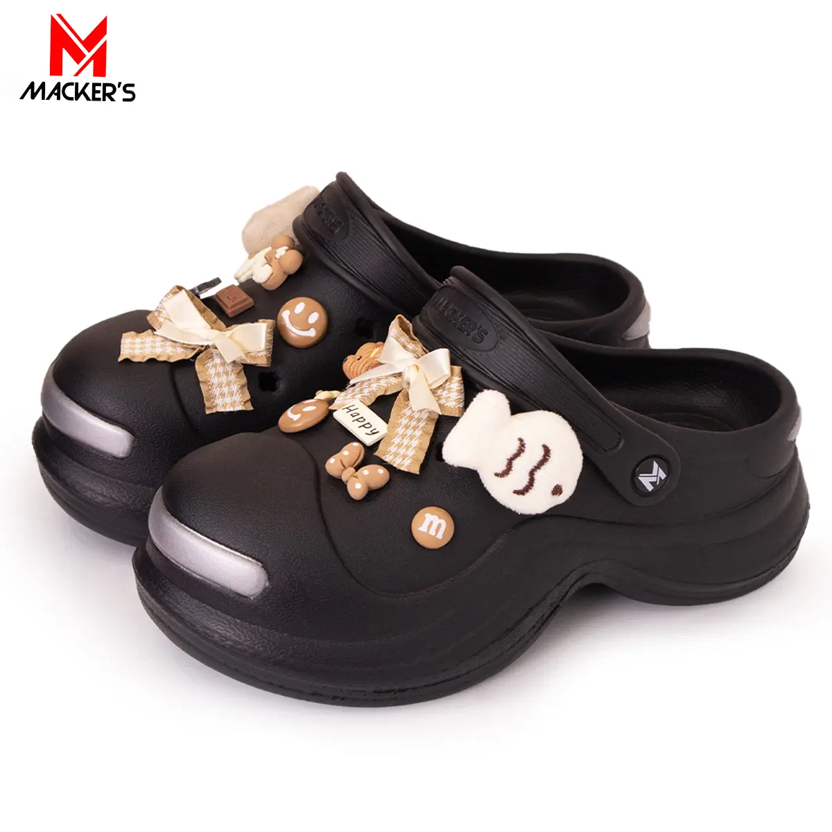 [MACKER'S] T11+0114 Sandal Baim Wanita Sandal Kodok Wanita model Jibbitz Model Terbaru Lucu Karet Kasual Sendal imut