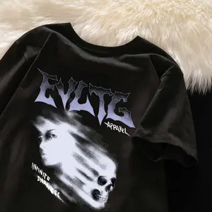 Kaos Oversize Baju skena outfits pria Fashion The shadow of the face Letter Hip hop T Shirt Distro Pria Wanita Cott 24s N167 Oblong fashionmen mensstyle kemejaoversize